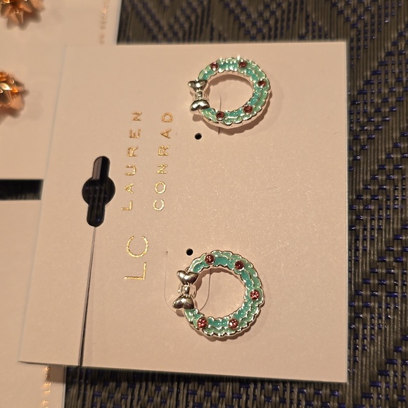 LC LAUREN CONRAD BRAND WOMEN'S HOLIDAY POST PIERCED EARRINGS BUNDLE OF 3 PAIR - Picture 3 of 12
